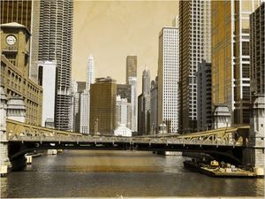 DecoNest Fototapeta - Most w Chicago (efekt vintage) - 200X154 1