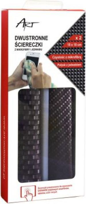 Art Chusteczki dwustronne suche z mikrofibry i jedwabiu do czyszczenia ekranów 2 szt. (AS-18) 2