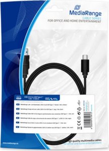 Kabel USB MediaRange Kabel USB 3.0 MediaRange MRCS182 USB 3.0/USB Type-C, 1,8m, czarny 1