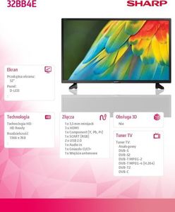 Telewizor Sharp 32BB4E LED 32'' HD Ready 3