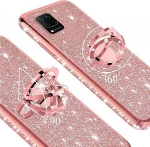 Etui HUAWEI P40 LITE E Diamond Ring Brokat różowe 3
