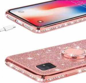 Etui HUAWEI P40 LITE E Diamond Ring Brokat różowe 4
