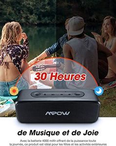 Głośnik Mpow Głośnik zewnętrzny, Głośnik Bluetooth Mpow R6 4.2, bas 360 + pozytywka Bluetooth, wodoodporny Głośnik przenośny IPX7, Głośnik bezprzewodowy z wbudowanym mikrofonem, 24-godzinny czas pracy 2
