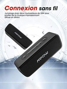 Głośnik Mpow Głośnik zewnętrzny, Głośnik Bluetooth Mpow R6 4.2, bas 360 + pozytywka Bluetooth, wodoodporny Głośnik przenośny IPX7, Głośnik bezprzewodowy z wbudowanym mikrofonem, 24-godzinny czas pracy 3