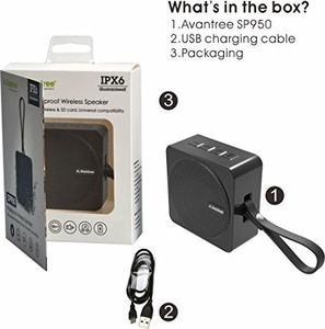 Głośnik Avantree Avantree przenośny mini głośnik Bluetooth Wodoodporny pod prysznic, 10 godzin muzyki, mały bezprzewodowy wodoodporny głośnik IPX6 z gniazdem na karty SD na zewnątrz i na plażę - SP950 8