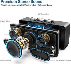 Głośnik Doss Głośnik Bluetooth DOSS SoundBox XL Domowe Głośniki bezprzewodowe ze sterownikiem 20 W i subwooferem 12 W do iPada, tabletu, Echo Dot z Android 5