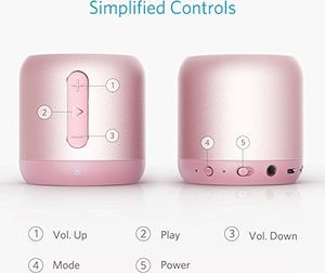Głośnik Anker Anker SoundCore mini Głośnik Bluetooth, kompaktowy Głośnik z 15 godzinami pracy, fantastycznym dźwiękiem, zasięgiem Bluetooth 20 metrów, radiem FM i intensywnym basem (różowy) 2