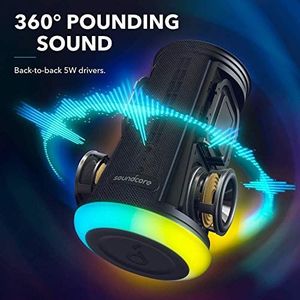 Głośnik Anker Soundcore Flare Mini Głośnik Bluetooth, klasa ochrony przed wodą IPX7, efekty świetlne LED, dźwięk dookólny 360 , technologia BassUp , idealny na imprezę, ogród, wakacje 4