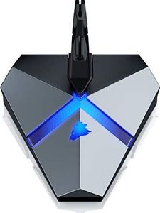 Mysz CSL-Computer Gamingowa mysz bungee z koncentratorem USB i czytnikiem kart - Mouse Bungee - uchwyt na kabel myszy do e-sportu z 3x gniazdem USB 3.0 MicroSD - niebieskie oświetlenie LED - futurystyczny projekt do gier - dla Windows, Mac 3