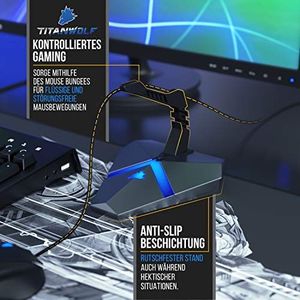 Mysz CSL-Computer Gamingowa mysz bungee z koncentratorem USB i czytnikiem kart - Mouse Bungee - uchwyt na kabel myszy do e-sportu z 3x gniazdem USB 3.0 MicroSD - niebieskie oświetlenie LED - futurystyczny projekt do gier - dla Windows, Mac 6