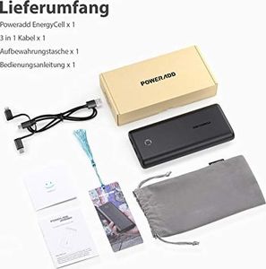 Powerbank POWERADD POWERADD Powerbank EnergyCell 20000 mAh Power Bank Bateria zewnętrzna Przenośna ładowarka do telefonu, iPhonea, iPada, Samsunga Galaxy Huawei i innych smartfonów 9