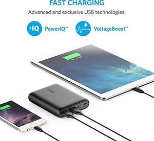 Powerbank Anker Anker PowerCore 13000 mAh Powerbank Zewnętrzna bateria 2-portowa 3A z technologią PowerIQ i zwiększeniem napięcia dla iPhone XS Max / XR / XS / X / 8 / 8Plus / 7 / 6s / 6, Samsung i innych (czarna) 3