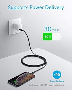 Kabel USB Anker Anker Kabel Powerline + II z USB-C na Lightning, o długości 180 cm, w oplocie nylonowym do iPhone'a SE / X / XS / XR / XS Max / 8/8 Plus, obsługuje Power Delivery (do ładowarek typu C) (czarny) 5