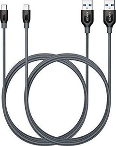 Kabel USB Anker Anker [2 Pack Powerline + 1,8 m USB-C na USB 3.0 A, nylonowy kabel do ładowania urządzeń z portem USB typu C, kompatybilny z Galaxy S8, S8 +, S9, S10, MacBookiem i wieloma innymi (szary) (AK-848061056679) - 45 1