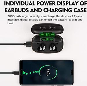 Słuchawki Moosen Bezprzewodowe Słuchawki Moosen Bluetooth, dźwięk stereo TWS CVC8.0 135 godzin pracy Wyświetlacz LED Bezprzewodowe Słuchawki z etui ładującym 3000 mAh, wodoodporne IPX7 dla iOS Android (MS-TWS880pro) - 8816 5