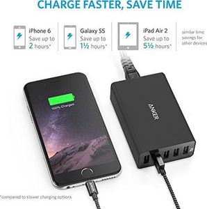 Ładowarka Anker Anker PowerPort 40W 5-portowa ładowarka USB Wieloportowa ładowarka USB do iPhone'a 6/6 Plus, iPada Air 2 / Mini 3, Galaxy S6 / S6 Edge i innych (czarna) 5