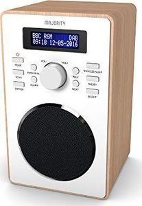 Radio MAJORITY Majority Barton II cyfrowe radio DAB / DAB + / FM, radiobudzik, podwójny budzik, radio z budzikiem, ustawienia budzika, funkcja drzemki i wyłącznik czasowy, gniazdo słuchawkowe 1