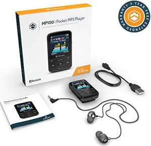 MAJORITY Odtwarzacz MP3 Oakcastle MP100 8GB z Bluetooth, radiem i długotrwałą baterią do użytku i do biegania, do uprawiania sportu, kompatybilny z kartami SD o pojemności 32 GB, 64 GB i 128 GB, ze słuchawkami 3