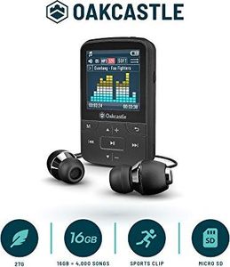 MAJORITY Odtwarzacz MP3 Oakcastle MP100 8GB z Bluetooth, radiem i długotrwałą baterią do użytku i do biegania, do uprawiania sportu, kompatybilny z kartami SD o pojemności 32 GB, 64 GB i 128 GB, ze słuchawkami 4