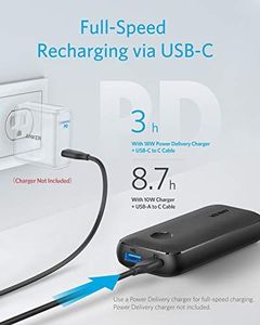 Powerbank Anker Anker PowerCore 10000 PD Redux, kompaktowy power bank 10000mAh, zewnętrzna bateria z zasilaniem USB (18W), do iPhone 11/8 / 8+ / X / XS / XR / XS Max, Samsung Galaxy S10, Pixel 3 / 3XL, iPad Pro 2018 5