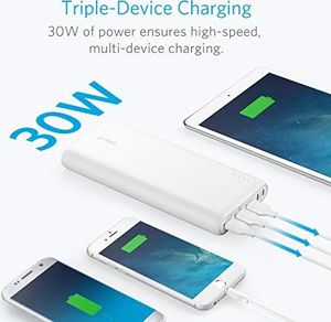 Powerbank Anker Anker PowerCore 26800 mAh Power Bank Zewnętrzna bateria z podwójnym portem ładowania, dwa razy szybsze ładowanie, 3 porty USB dla iPhone XR / XS / X / 8/7, iPada, Samsunga Galaxy i innych (biały) 2