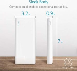 Powerbank Anker Anker PowerCore 26800 mAh Power Bank Zewnętrzna bateria z podwójnym portem ładowania, dwa razy szybsze ładowanie, 3 porty USB dla iPhone XR / XS / X / 8/7, iPada, Samsunga Galaxy i innych (biały) 3