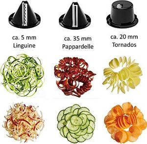 Robot kuchenny WMF WMF Kult Pro spiralny nóż do makaronu warzywnego elektryczny z prasą do cytrusów, ekspresem do zoodle, nożem do makaronu cukinii, wkładkami tnącymi 3, pojemnikiem do zbierania 7