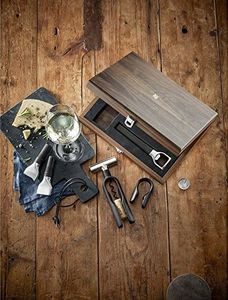 WMF Zestaw do wina WMF Baric Sommelier, sztuki 5, korkociąg, nóż do folii, korek do butelki, nalewak do wina, otwieracz do butelek, w pudełku z drewna orzechowego, czarny 9