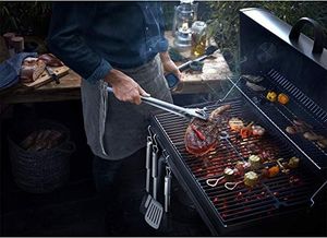 WMF Szczypce do grilla WMF długie 44 cm, stal nierdzewna Cromargan, mechanizm blokujący, oszczędzające miejsce, sztućce grillowe do steków, ryb, warzyw 2
