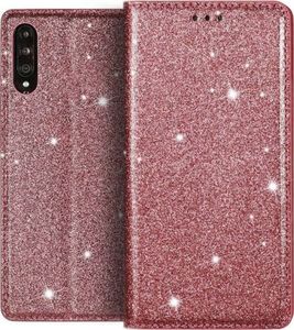 Etui HUAWEI P30 LITE portfel z klapką Flip Magnet Shine Brokat różowe 1