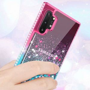 Etui HUAWEI P40 LITE Diamond Liquid Przelewany Brokat różowo-niebieskie 6
