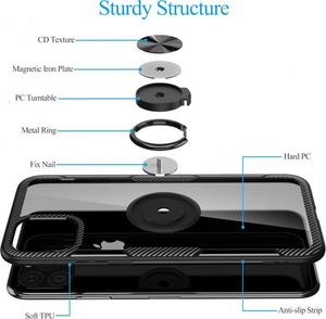 Etui IPHONE 12 Clear Carbon Ring czarne 5