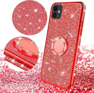 Etui IPHONE 12 Diamond Ring Brokat czerwony 3