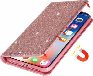 Etui SAMSUNG GALAXY A41 portfel z klapką Flip Magnet Shine Brokat różowe 2