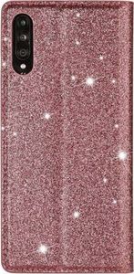 Etui SAMSUNG GALAXY M21 portfel z klapką Flip Magnet Shine Brokat różowe 8