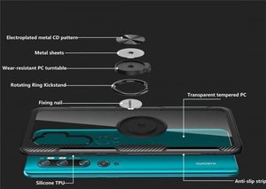 Etui XIAOMI MI NOTE 10 Pancerne Clear Carbon Ring czarne 4