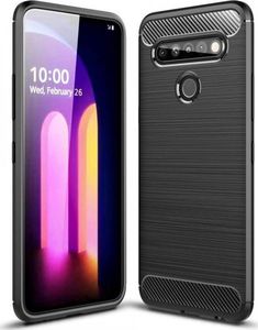 Hurtel Carbon Case elastyczne etui pokrowiec LG K41S czarny 1