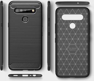 Hurtel Carbon Case elastyczne etui pokrowiec LG K61 czarny 2