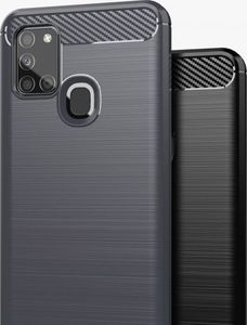 Hurtel Carbon Case elastyczne etui pokrowiec Samsung Galaxy A21S czarny 6