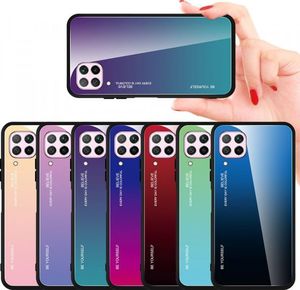 Hurtel Gradient Glass etui pokrowiec nakładka ze szkła hartowanego Huawei P40 Lite / Nova 7i / Nova 6 SE różowo-fioletowy 12