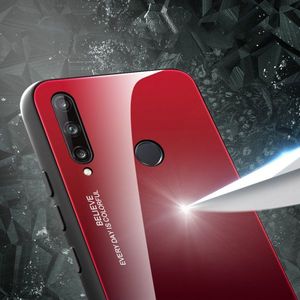 Hurtel Gradient Glass etui pokrowiec nakładka ze szkła hartowanego Huawei P40 Lite E czarno-czerwony 12