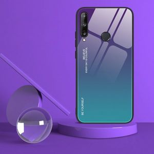 Hurtel Gradient Glass etui pokrowiec nakładka ze szkła hartowanego Huawei P40 Lite E czarno-niebieski 5
