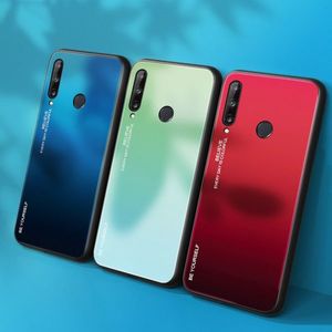 Hurtel Gradient Glass etui pokrowiec nakładka ze szkła hartowanego Huawei P40 Lite E różowo-fioletowy 15