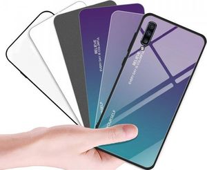 Hurtel Gradient Glass etui pokrowiec nakładka ze szkła hartowanego Samsung Galaxy A70 różowo-fioletowy 4