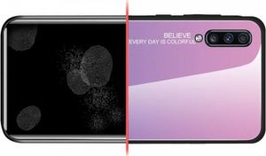 Hurtel Gradient Glass etui pokrowiec nakładka ze szkła hartowanego Samsung Galaxy A70 różowo-fioletowy 5