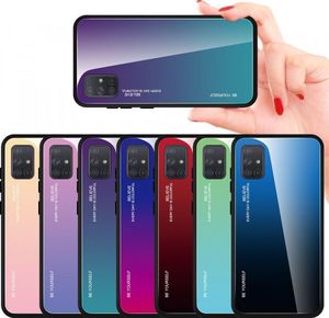 Hurtel Gradient Glass etui pokrowiec nakładka ze szkła hartowanego Samsung Galaxy A71 różowy 11