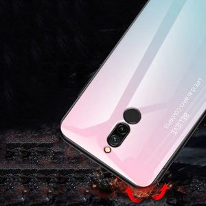 Hurtel Gradient Glass etui pokrowiec nakładka ze szkła hartowanego Xiaomi Redmi 8 różowo-fioletowy 4