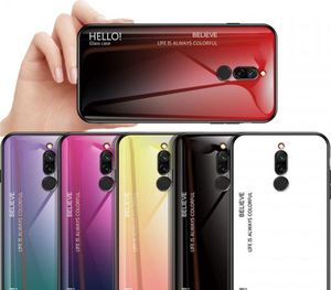 Hurtel Gradient Glass etui pokrowiec nakładka ze szkła hartowanego Xiaomi Redmi 8 różowo-fioletowy 6