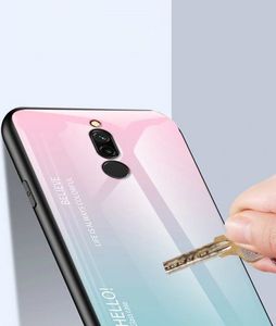 Hurtel Gradient Glass etui pokrowiec nakładka ze szkła hartowanego Xiaomi Redmi 8 różowy 5