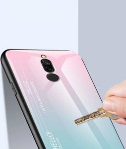 Hurtel Gradient Glass etui pokrowiec nakładka ze szkła hartowanego Xiaomi Redmi 8 zielono-fioletowy 5